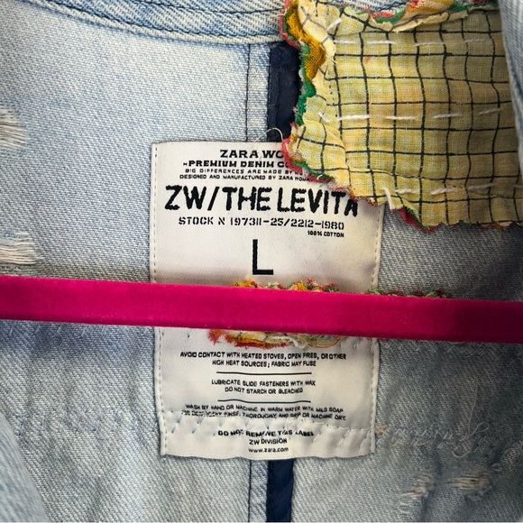 Upcycled Country Vibes Long Light Blue Denim Jacket Womens L Festival Cowgirl - Picture 13 of 15